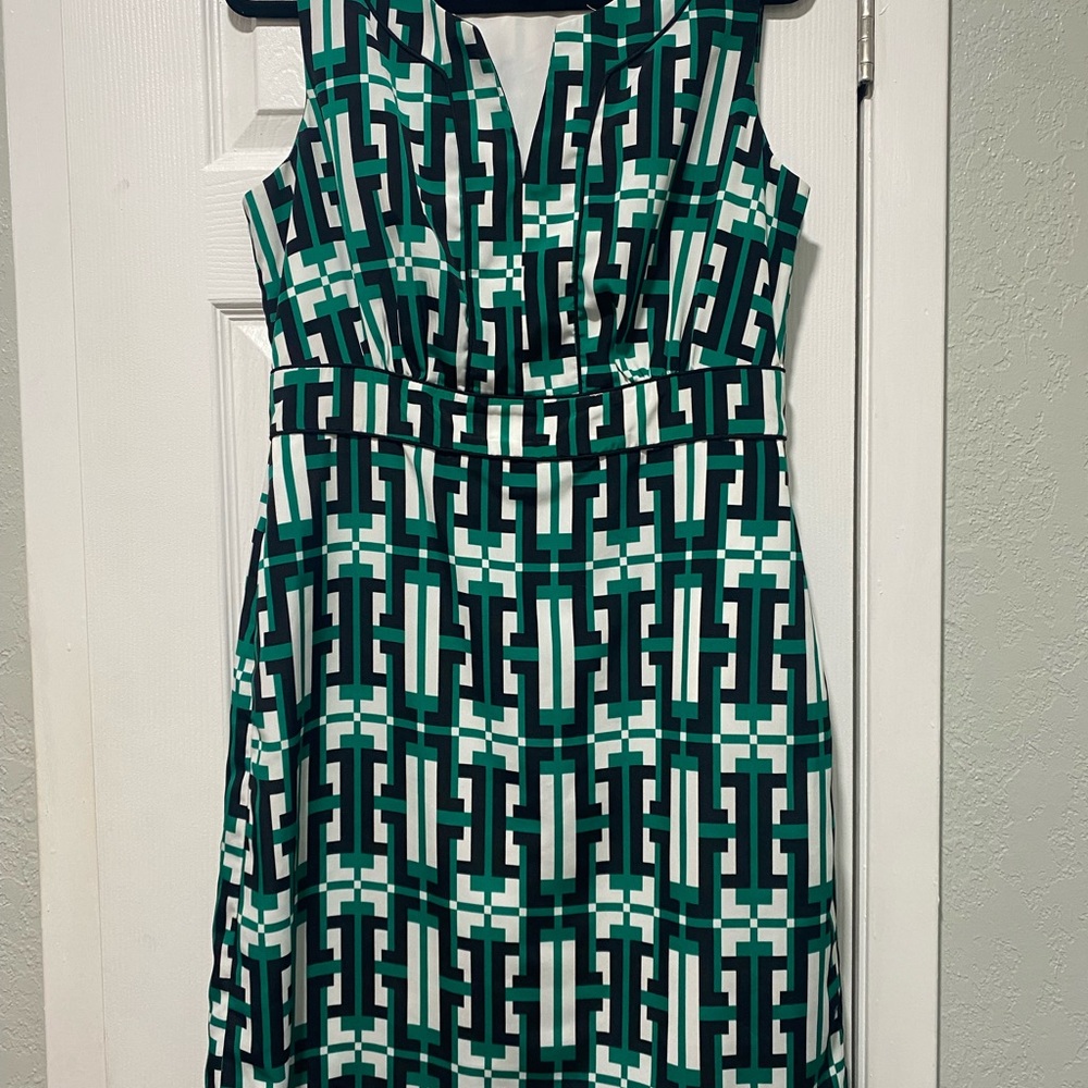 Banana Republic Green Geometric Midi Dress - Has Pockets!